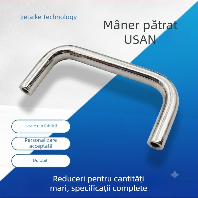 Mâner pătrat din oțel inoxidabil pentru sertare și mobilier — Model XAC, finisaj lustruit