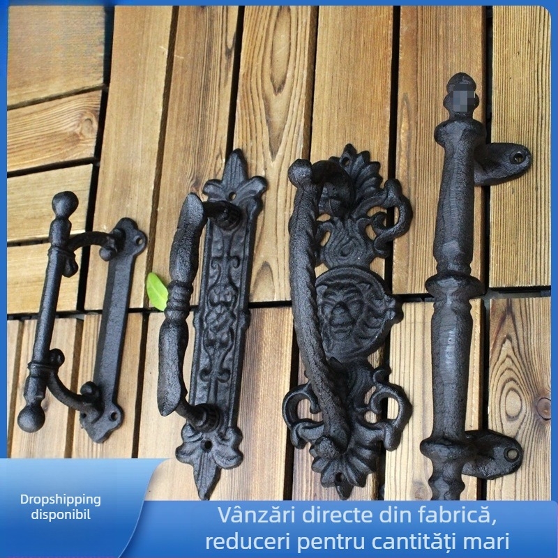 Mâner de ușă din fontă, stil european vintage, pentru grădină și curte, decor de perete (un obiect)