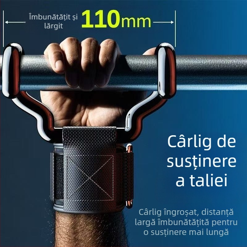 Mănuși de susținere a încheieturii pentru tracțiuni cu cârlig de asistență, priză anti-alunecare pentru deadlift, unisex