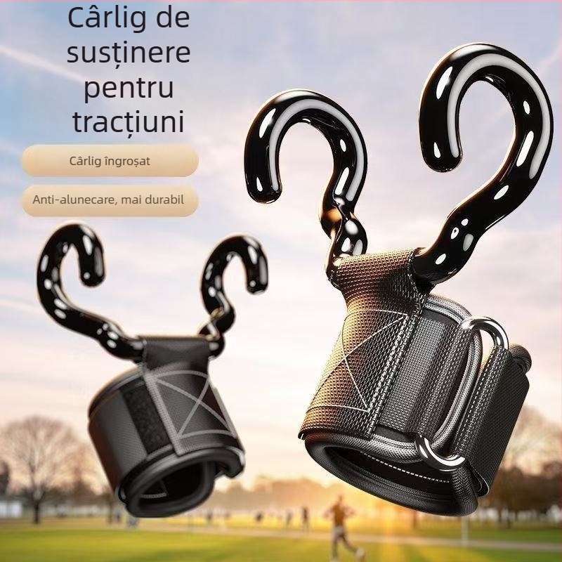 Mănuși de susținere a încheieturii pentru tracțiuni cu cârlig de asistență, priză anti-alunecare pentru deadlift, unisex