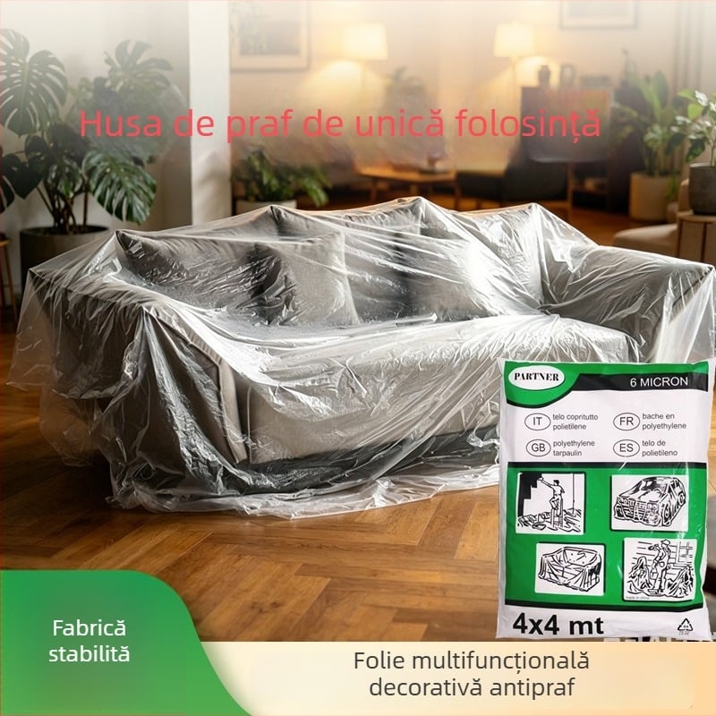 Film de protecție pentru renovarea mobilierului, folie plastic transparentă rezistentă la praf și umezeală, husă pentru saltea și canapea