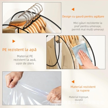 Husă transparentă anti-praf pentru haine și costume