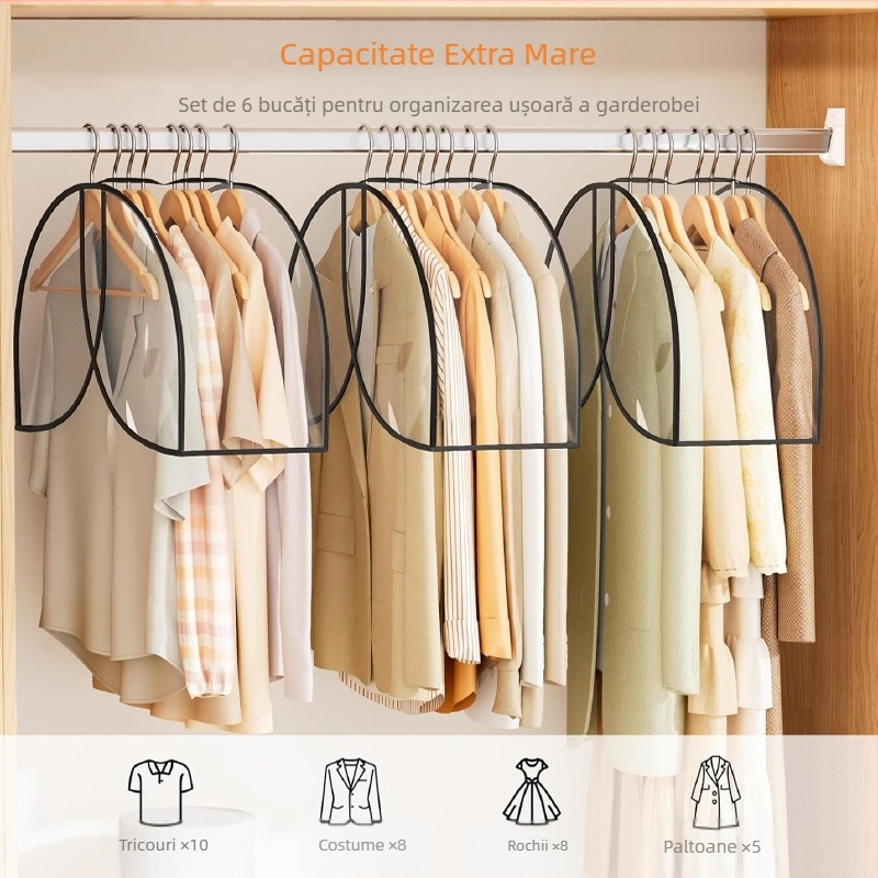 Husă transparentă anti-praf pentru haine și costume