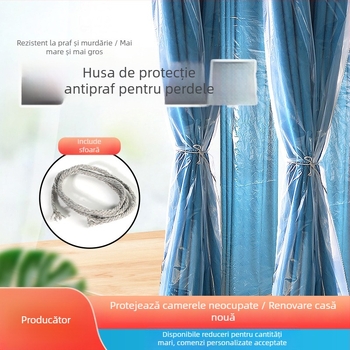 Protecție de praf de unică folosință pentru perdele și ferestre erker, anti-zgârieturi de la pisici, husă protectoare din plastic transparent, groasă, pentru uz casnic