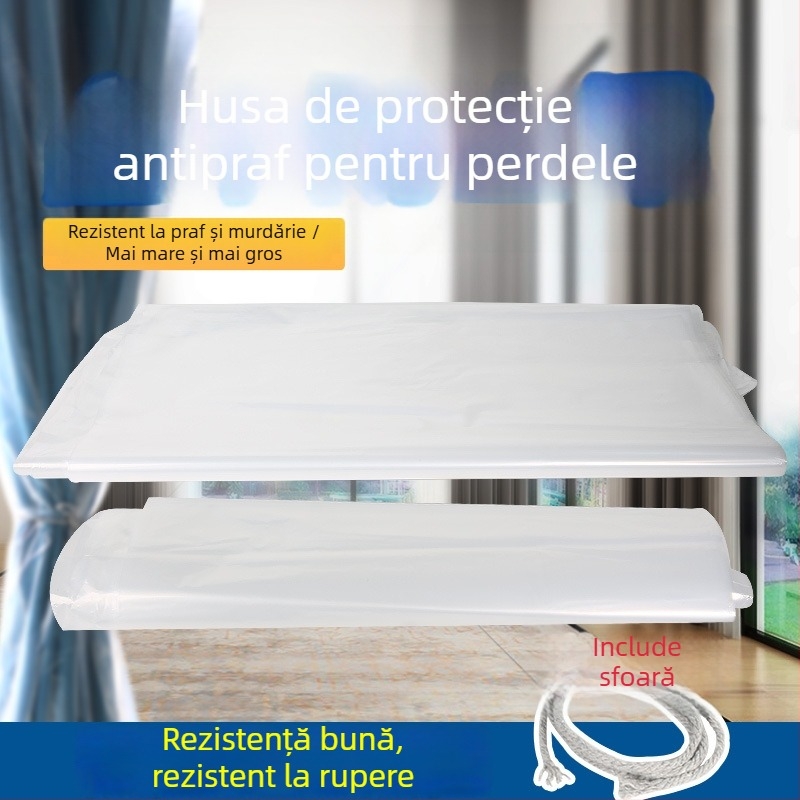 Protecție de praf de unică folosință pentru perdele și ferestre erker, anti-zgârieturi de la pisici, husă protectoare din plastic transparent, groasă, pentru uz casnic