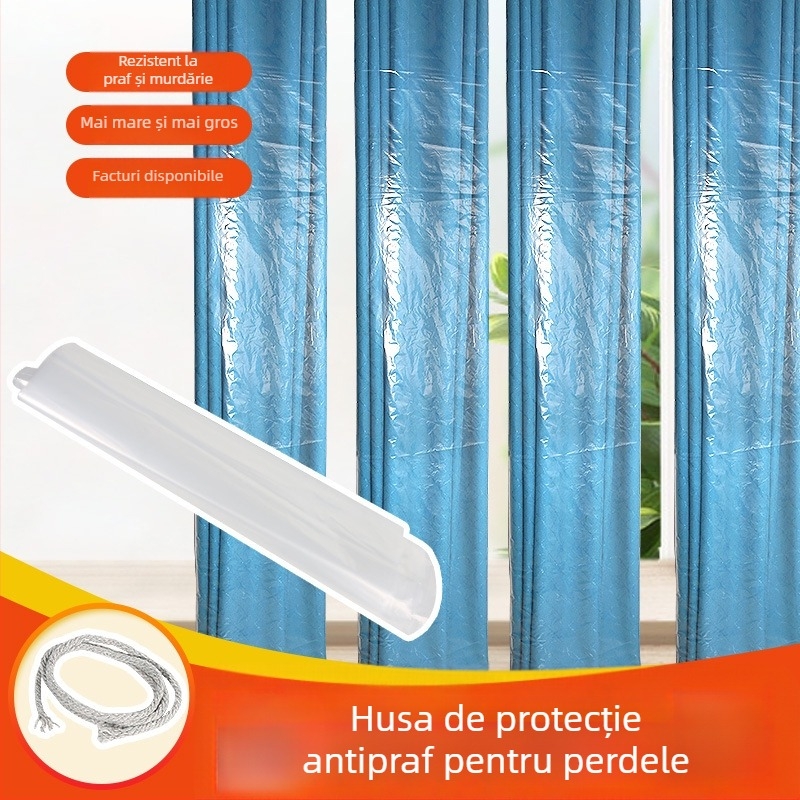 Protecție de praf de unică folosință pentru perdele și ferestre erker, anti-zgârieturi de la pisici, husă protectoare din plastic transparent, groasă, pentru uz casnic