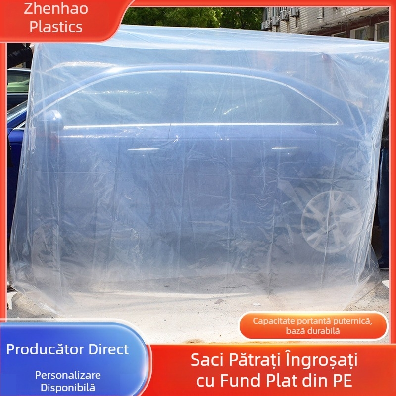 Sac PE industrial cu fund pătrat, protecție împotriva prafului pentru utilaje mari și echipamente, folie de ambalare pentru tăvi și unelte