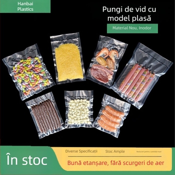 Saci vid cu model plasă pentru ambalarea alimentelor, saci vid de calitate alimentară, compatibili cu mașinile de sigilat, pentru conservarea alimentelor gătite
