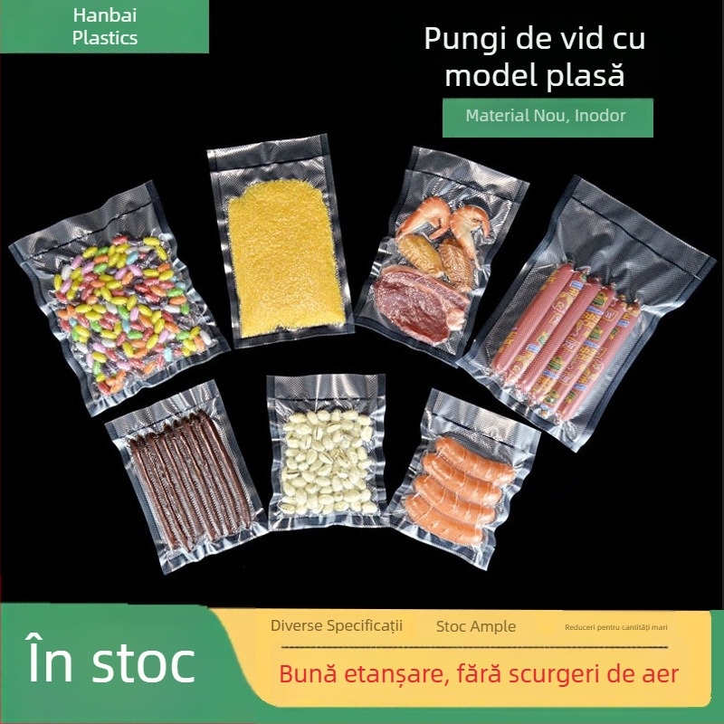 Saci vid cu model plasă pentru ambalarea alimentelor, saci vid de calitate alimentară, compatibili cu mașinile de sigilat, pentru conservarea alimentelor gătite