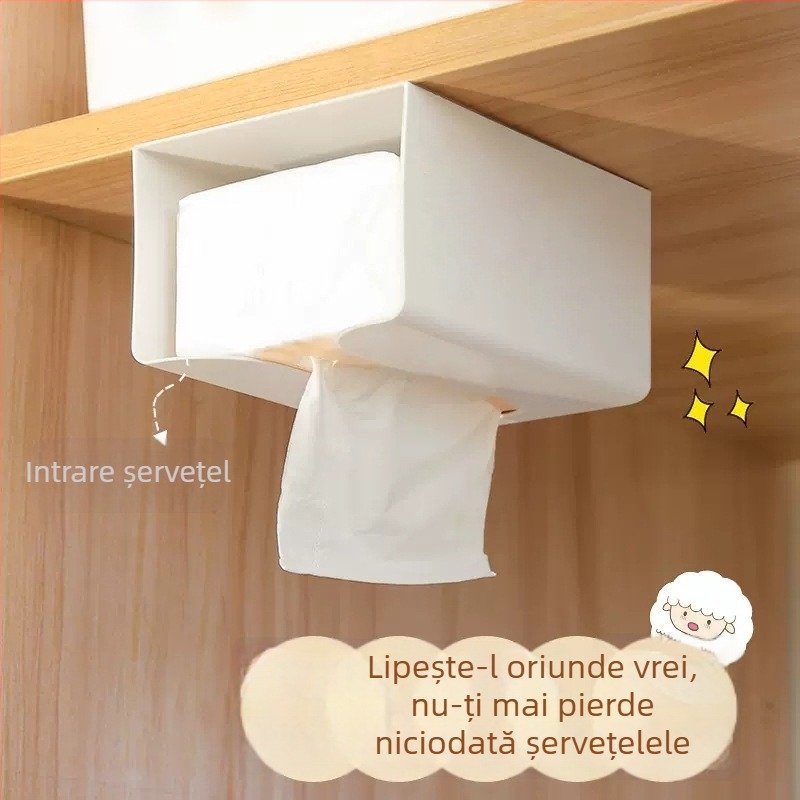 Cutie de șervețele montată pe perete, fără găuri, pentru baie și sufragerie