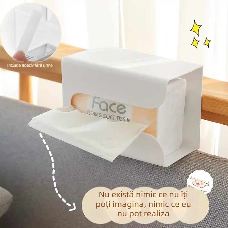 Cutie de șervețele montată pe perete, fără găuri, pentru baie și sufragerie