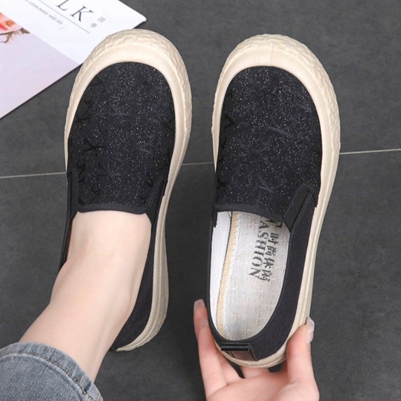 Pantofi damă din canvas, loaferi slip-on, talpă moale antiderapantă