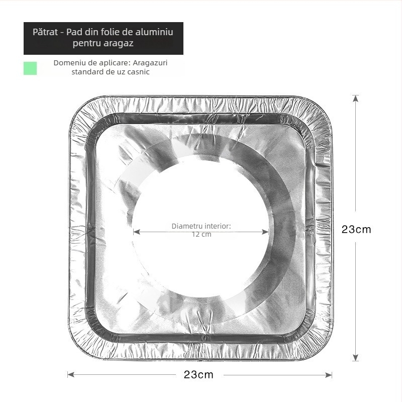 Pad antiulei pentru aragaz pe gaz, protecție bucătărie, inel pătrat din folie de aluminiu, rezistent la temperaturi înalte