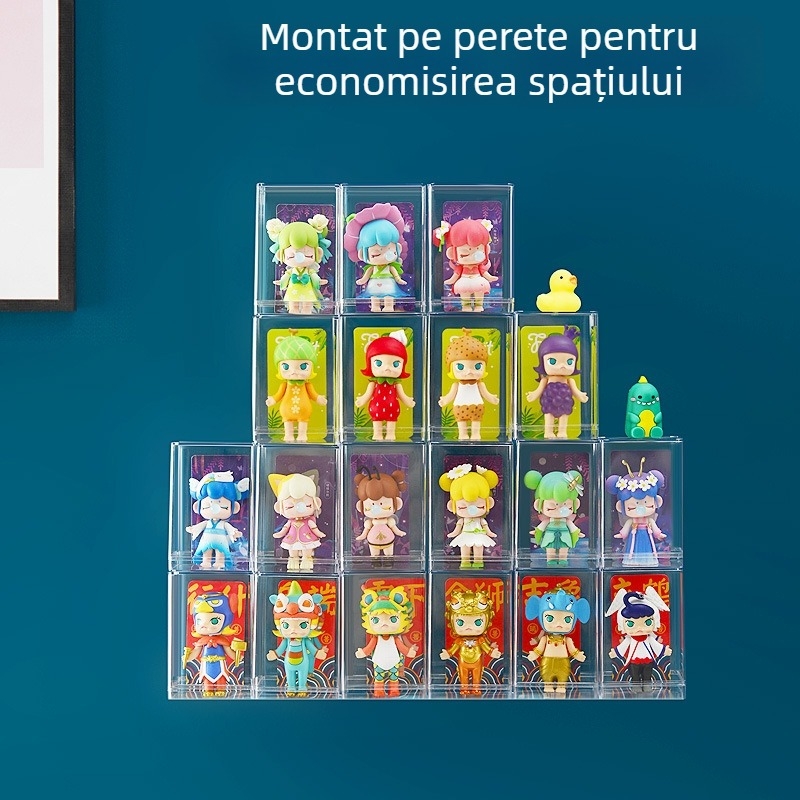 Vitrină acrilică pentru afișarea blind box-urilor, pentru depozitarea unei figurine (Bubble Mart)