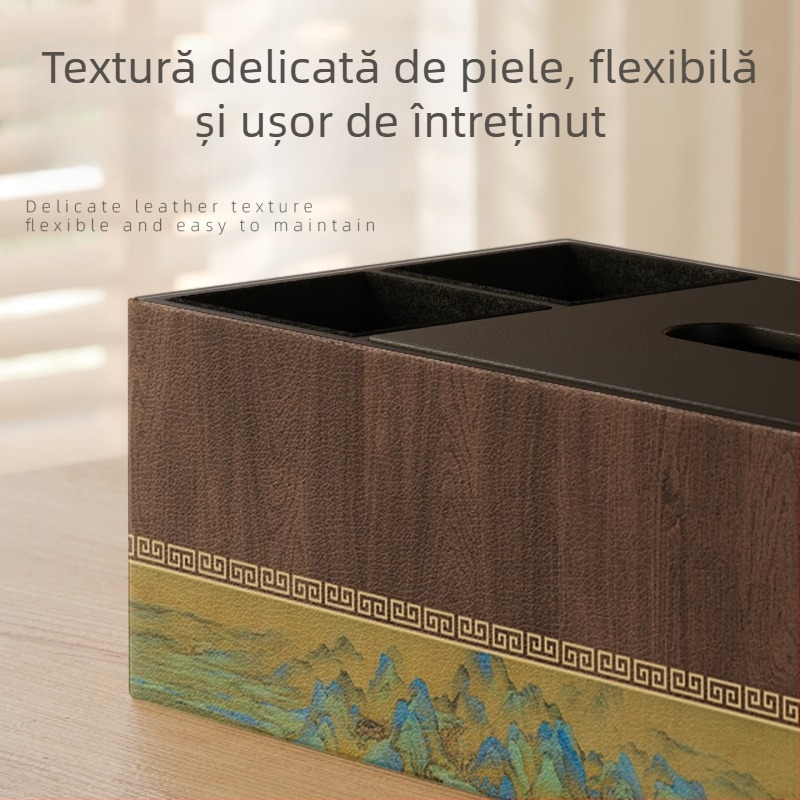 Cutie de șervețele inspirată din dinastia Song, stil chinezesc modern pentru locuință și sufragerie, aspect premium cu telecomandă, depozitare pentru măsuța de cafea 2026