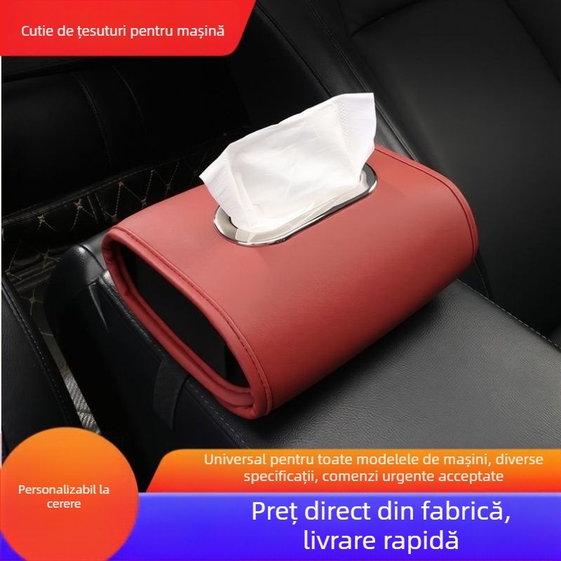 Holder din piele pentru șervețele auto, spațiu de depozitare luxos, schimbare a culorii, accesorii pentru interiorul mașinii