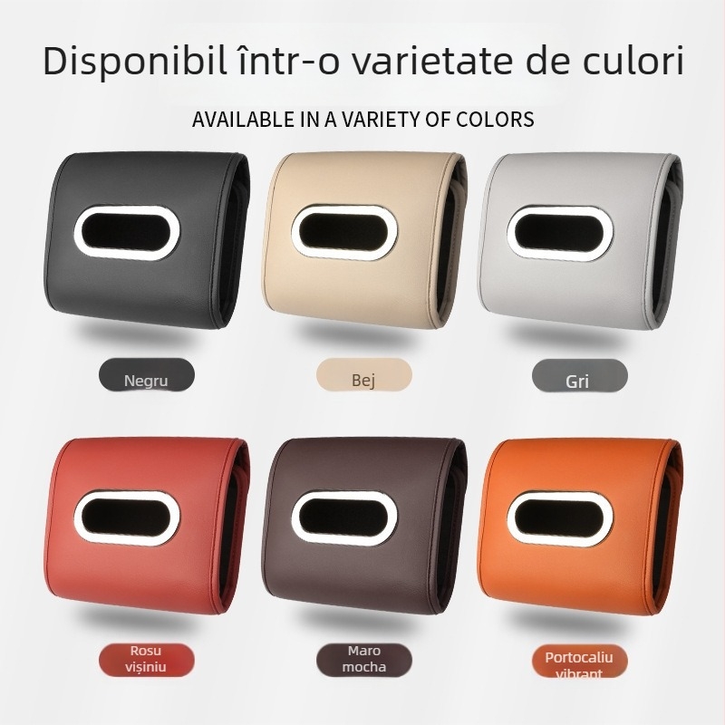 Holder din piele pentru șervețele auto, spațiu de depozitare luxos, schimbare a culorii, accesorii pentru interiorul mașinii