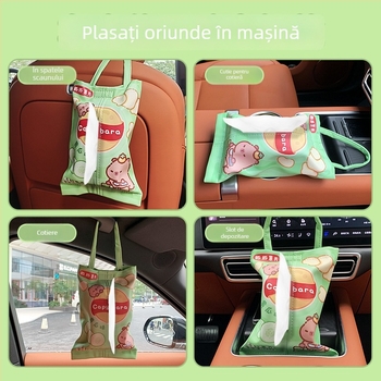 Capybara cutie pentru șervețele auto, husă atașabilă pentru șervețele, accesoriu auto drăguț și creativ