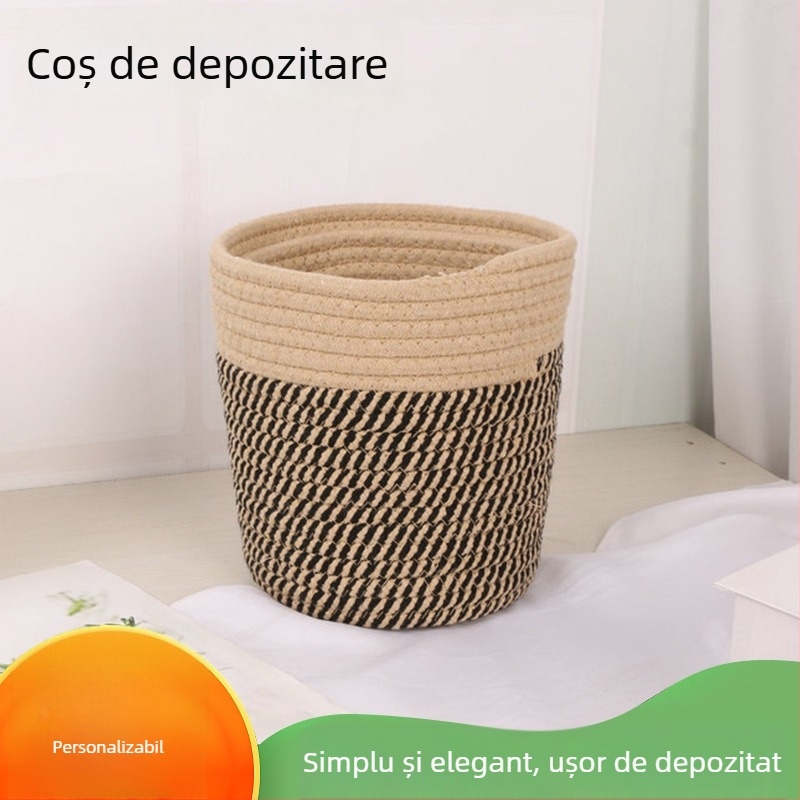 Coș de rufe din sfoară de bumbac, pentru podea, decorativ, spațiu de depozitare