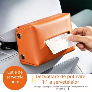 Cutie de șervețele din piele pentru mașină, suport suspendat pentru șervețele, șervețele groase