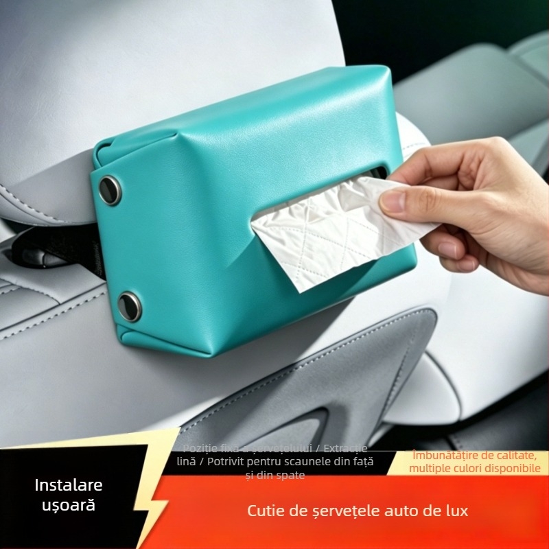 Cutie de șervețele din piele pentru mașină, suport suspendat pentru șervețele, șervețele groase