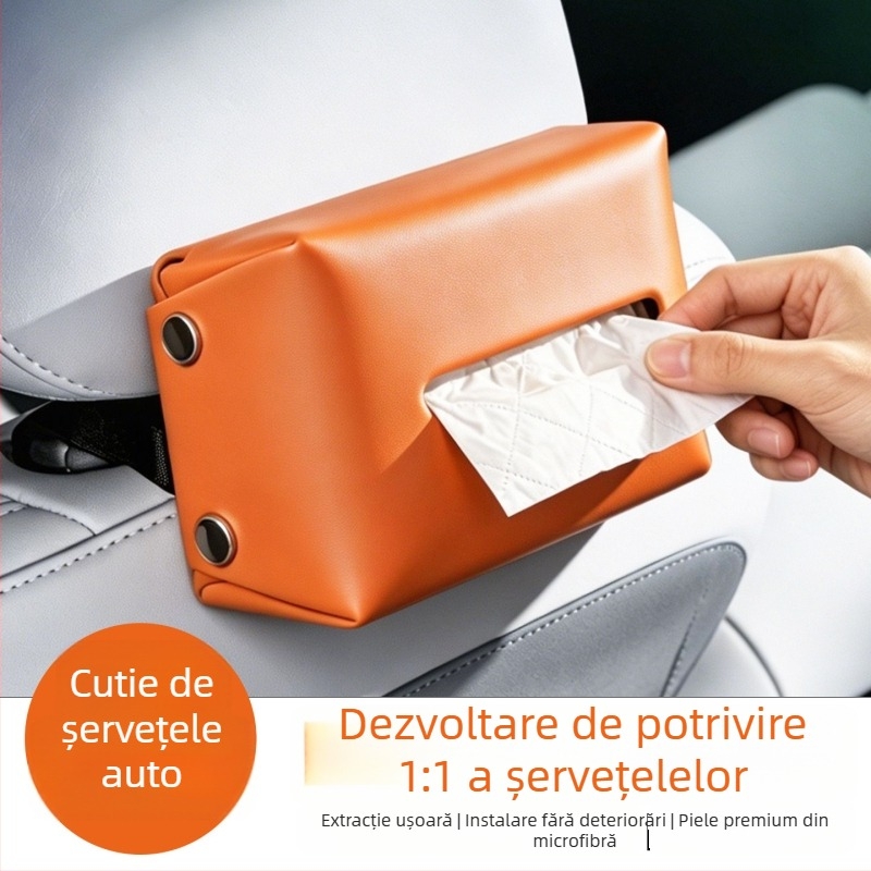Cutie de șervețele din piele pentru mașină, suport suspendat pentru șervețele, șervețele groase