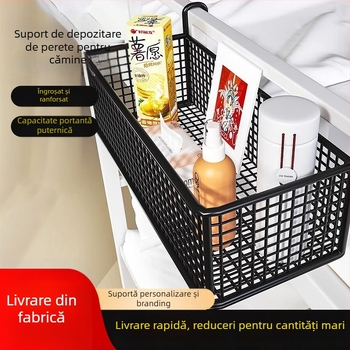 Raft de perete pentru cămin, fără găuri, organizator lângă patul suprapus