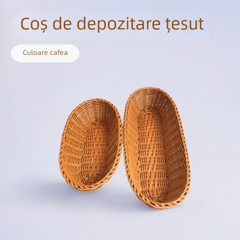 Coș din plastic, în stil rătan, pentru pâine, fructe și legume, depozitare și expunere în bucătărie