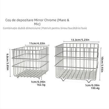 Cos de depozitare din plasă metalică pentru birou — organizator modern minimalist pentru rechizite, machiaj și accesorii mici