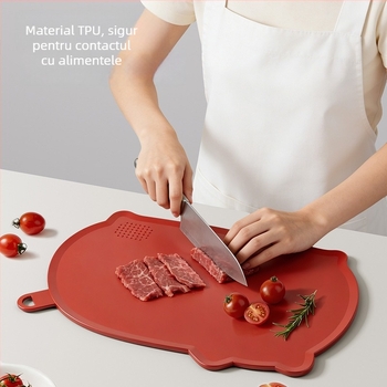Tocător din silicon, cu design cu pisică, cu două fețe, flexibil, rezistent la mucegai și antibacterian, pentru uz casnic, potrivit pentru legume, mâncare pentru bebeluți și fructe.