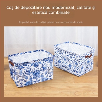 Coș pliabil personalizabil, stil porțelan albastru și alb, în stil chinezesc, pentru haine de acasă