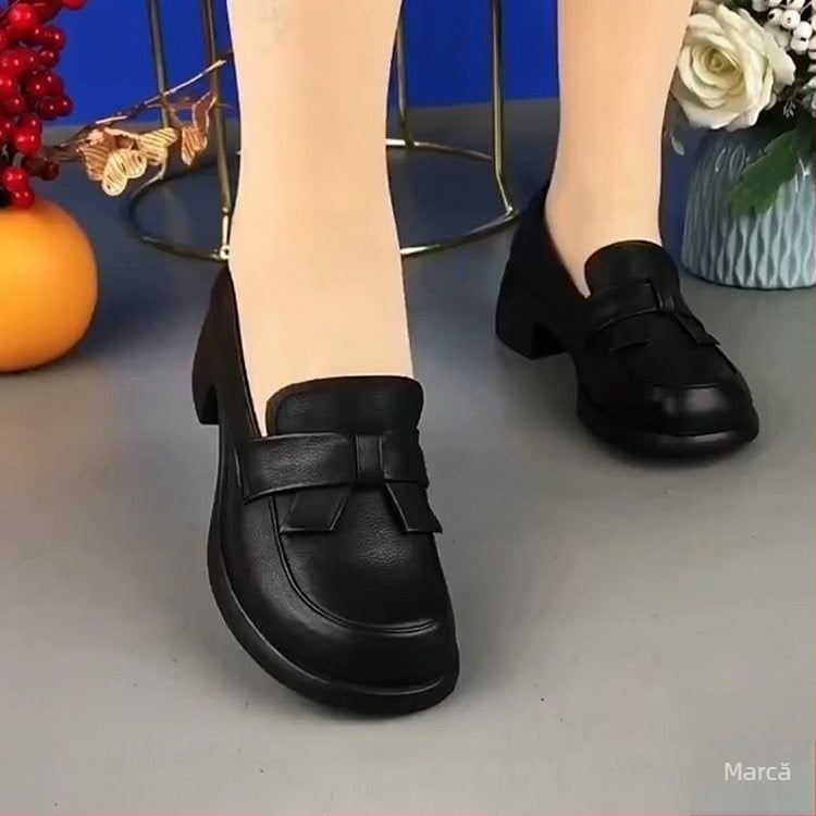 Loafers damă retro toamnă 2025, stil britanic, piele PU moale, talpă moale, confortabili