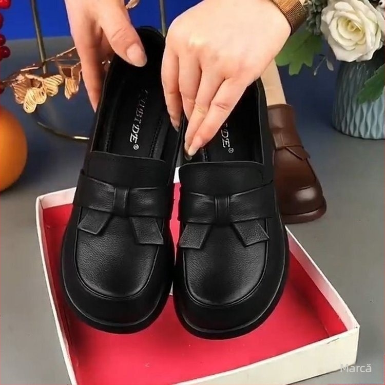 Loafers damă retro toamnă 2025, stil britanic, piele PU moale, talpă moale, confortabili
