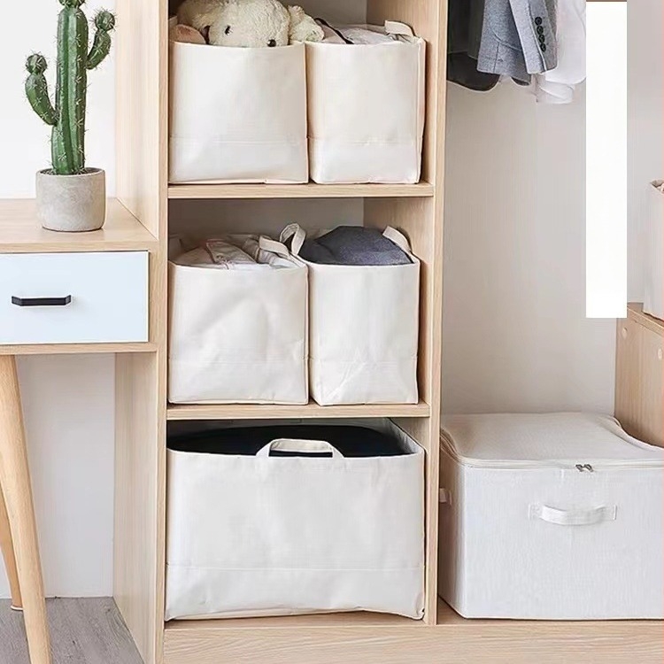 Organizator pentru haine în dulap, din pânză cu bumbac și in, coș de depozitare, stil minimalist modern