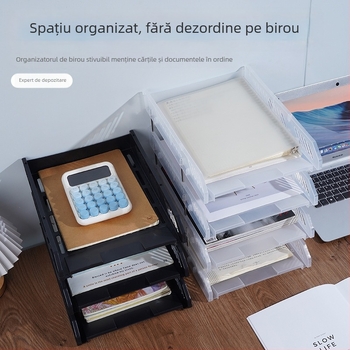 Raft pentru fișiere din plastic, trei etaje, organizator de birou