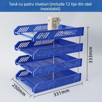 Raft pentru fișiere din plastic, trei etaje, organizator de birou