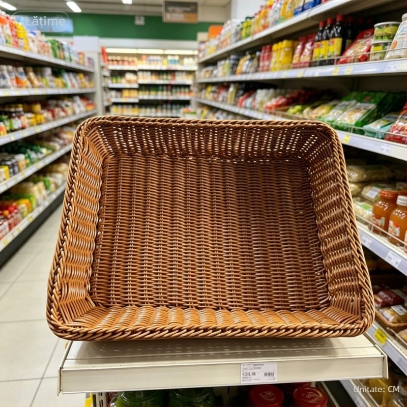 Coș imitat din ratan pentru fructe și pâine, coș împletit din plastic pentru expunerea fructelor și a legumelor