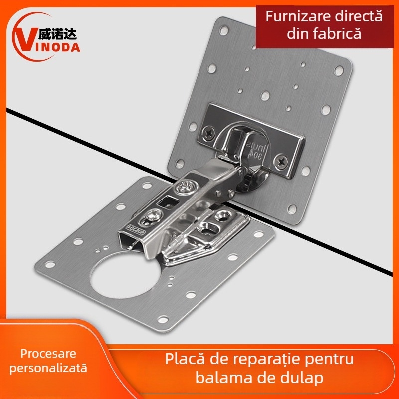 Vinoda placă de reparare a balamalelor pentru ușă, oțel inox, fixator și reglaj pentru panouri de ușă