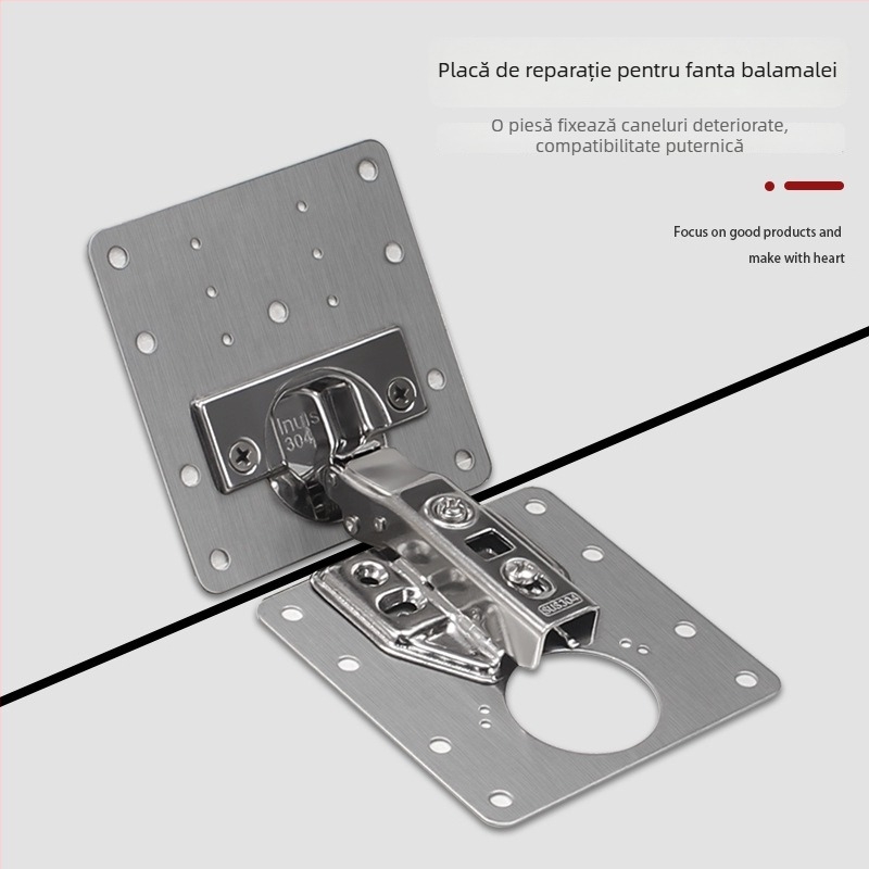 Vinoda placă de reparare a balamalelor pentru ușă, oțel inox, fixator și reglaj pentru panouri de ușă