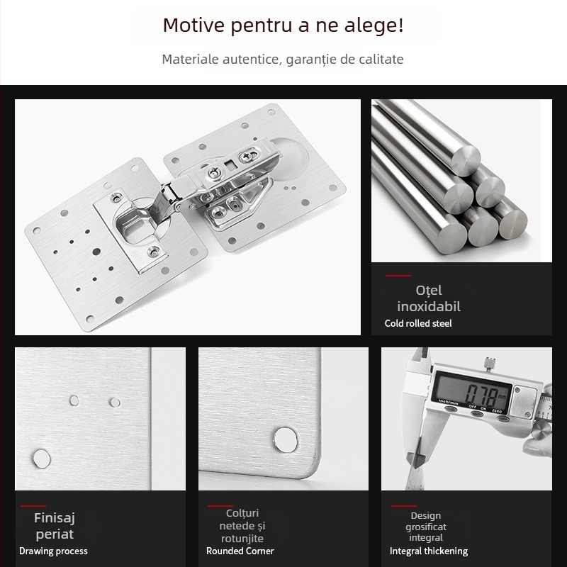 Vinoda placă de reparare a balamalelor pentru ușă, oțel inox, fixator și reglaj pentru panouri de ușă