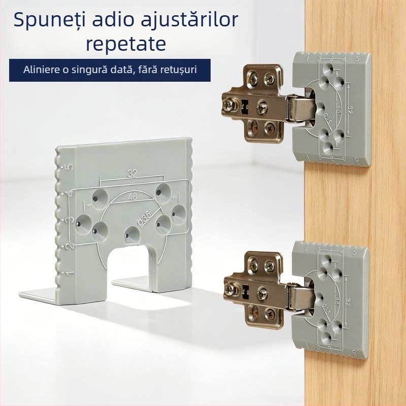 Localizator multifuncțional de găuri pentru balamale ale ușilor de dulap — instrument de montaj pentru ușile garderobei și al dulapului de bază