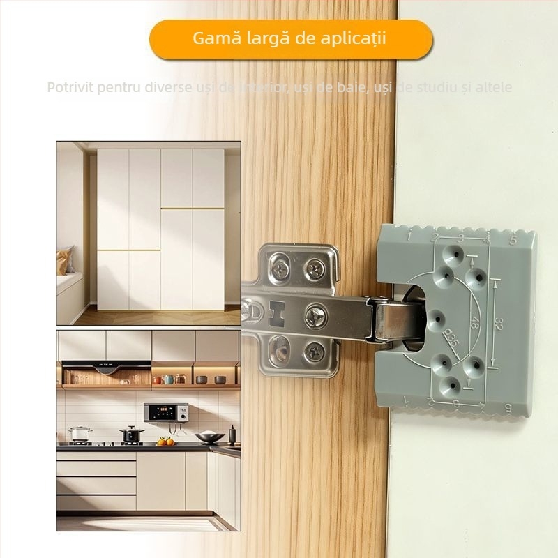 Localizator multifuncțional de găuri pentru balamale ale ușilor de dulap — instrument de montaj pentru ușile garderobei și al dulapului de bază