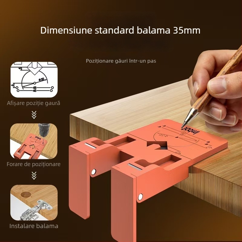 Noul element de poziționare magnetic pentru balamaua ușii de dulap, cu limită de spațiu de 2,6 mm și unealtă de instalare rapidă