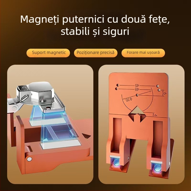 Noul element de poziționare magnetic pentru balamaua ușii de dulap, cu limită de spațiu de 2,6 mm și unealtă de instalare rapidă