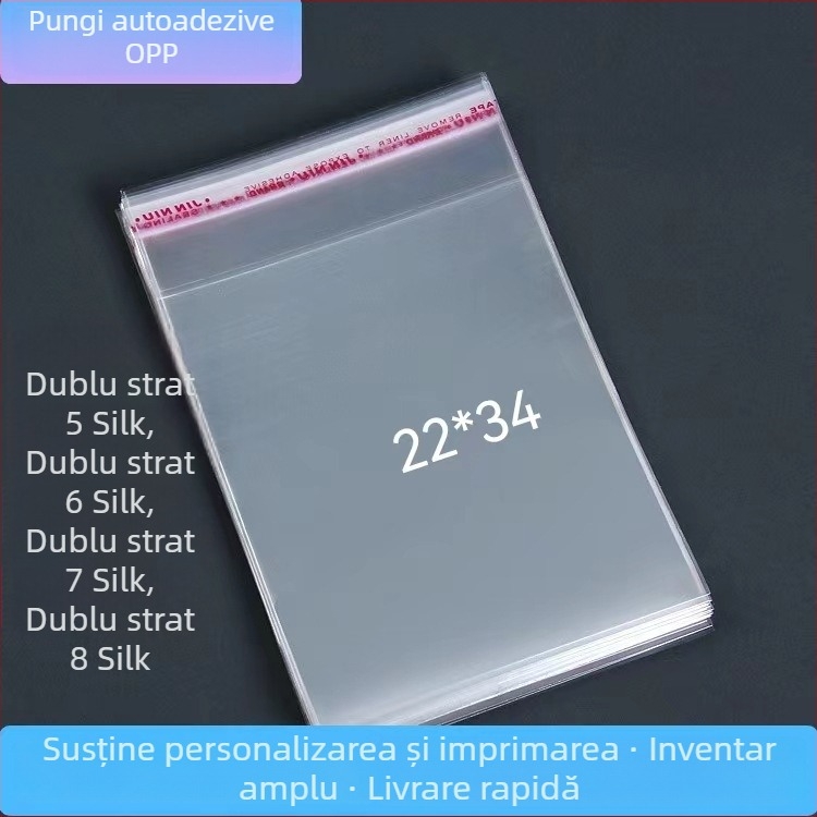 Geantă OPP autoadezivă, 22×34 cm, pentru documente A4, impermeabilă și rezistentă la praf, închidere auto