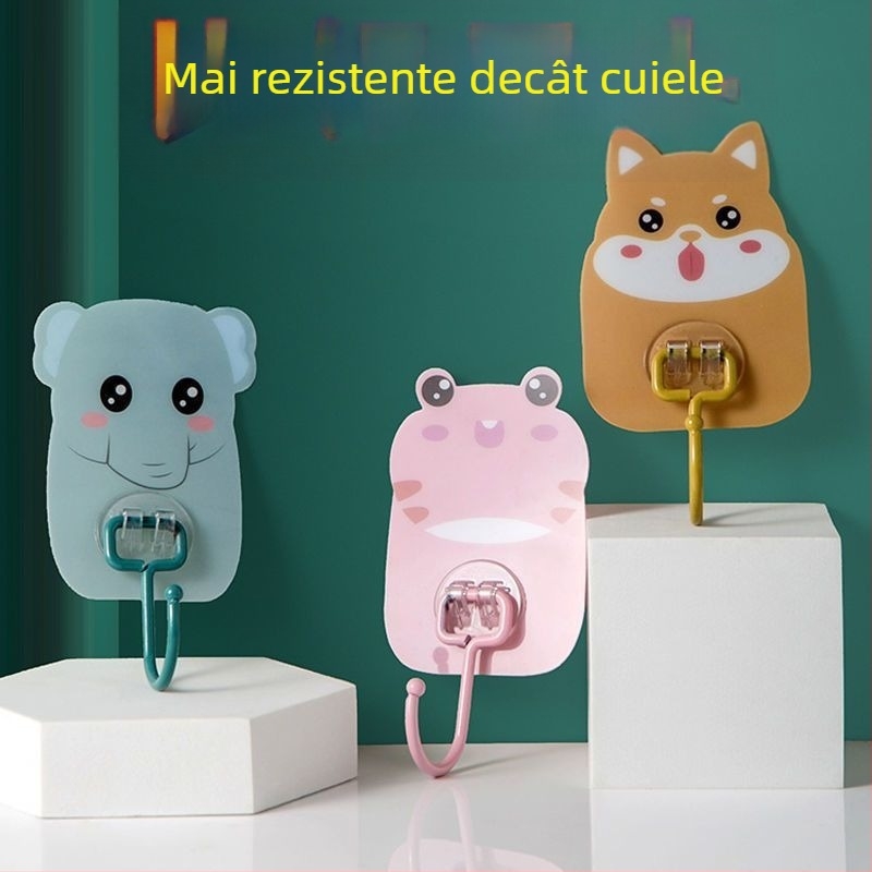 Cârlig lipicios cu animale drăguțe – puternic, fără urme, montare fără găuri, pentru ușă, baie și frigider
