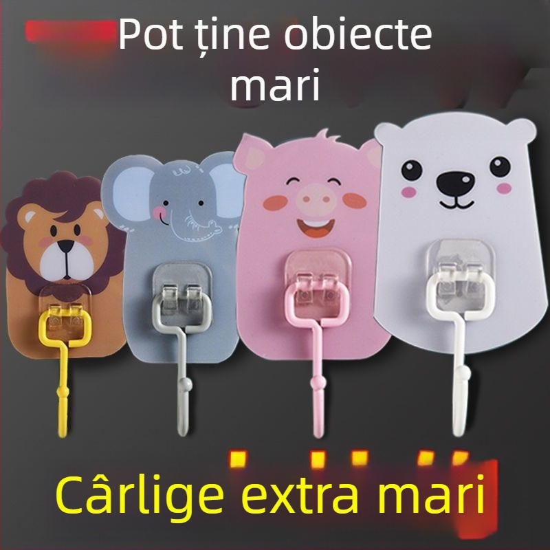 Cârlig lipicios cu animale drăguțe – puternic, fără urme, montare fără găuri, pentru ușă, baie și frigider