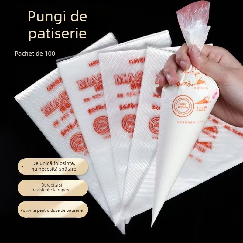 Set de saci pentru ornare de unică folosință cu duze pentru fursecuri și prăjituri – kit de instrumente pentru coacere, personalizabil