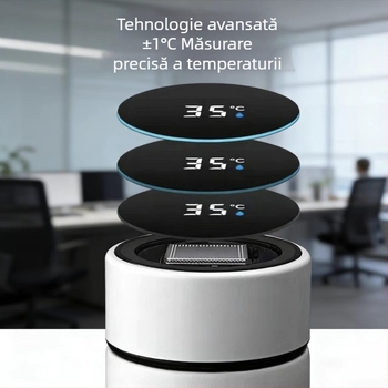 Cană din oțel inoxidabil 304, izolată pe vid, cu afișaj de temperatură, capacitate mare, sticlă de apă inteligentă pentru bărbați și femei