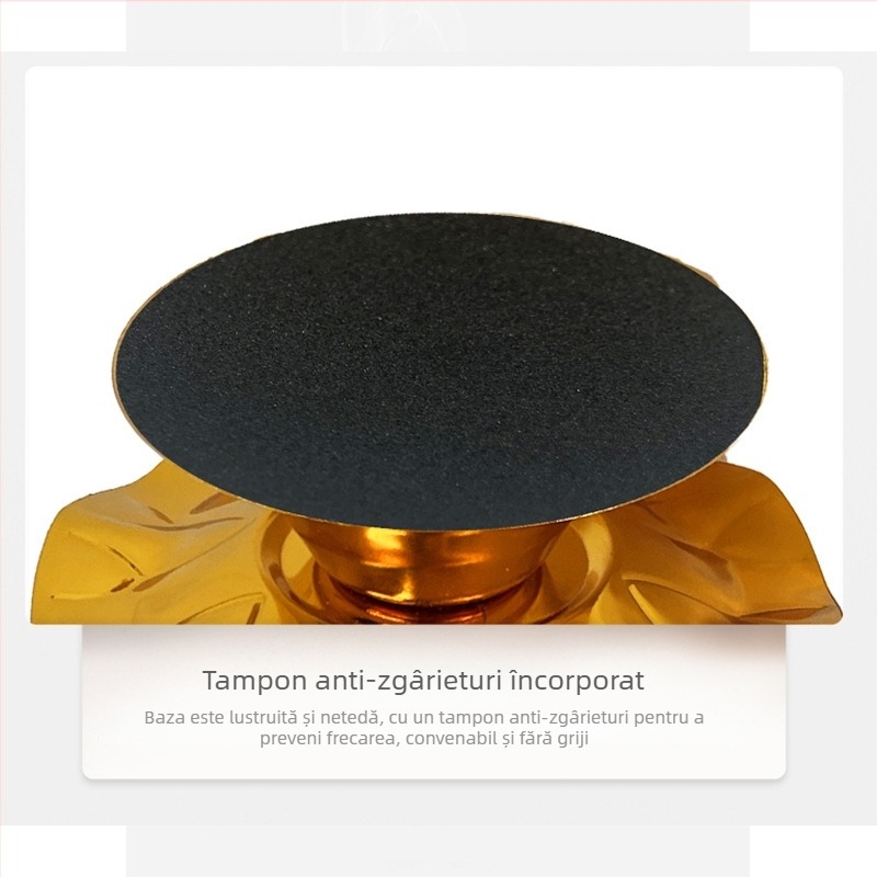 Suport pentru lampă de unt în formă de frunză de lotus, pentru ofrande lui Buddha, cu covoraș antiaderent, lampă lotus cu șapte stele, accesorii budiste